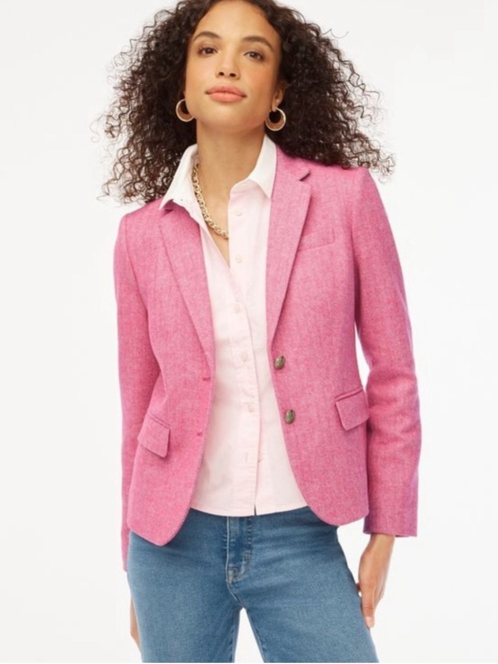 J. Crew Factory Pink Schoolboy Herringbone Blazer